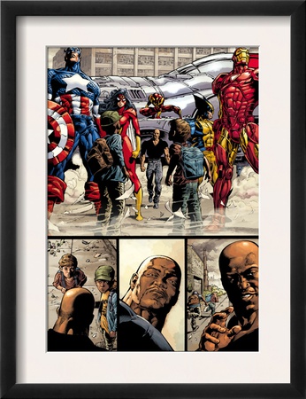 New Avengers #17 Group: Ms. Marvel, Spider-Man, Wolverine, Iron Man, And Luke Cage by Mike Deodato Jr. Pricing Limited Edition Print image