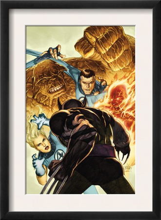 Dark Wolverine #76 Cover: Invisible Woman, Thing, Mr. Fantastic And Human Torch Fighting by Mico Suayan Pricing Limited Edition Print image