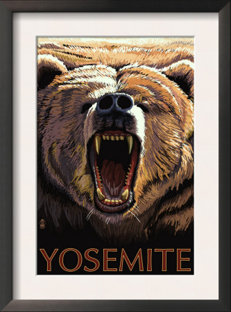 Yosemite, California - Bear Roaring, C.2008 by Lantern Press Pricing Limited Edition Print image