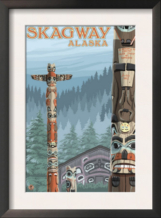 Skagway, Alaska Totem Poles, C.2009 by Lantern Press Pricing Limited Edition Print image