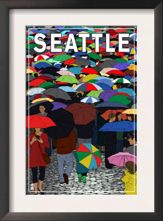 Umbrellas - Seattle, Wa, C.2009 by Lantern Press Pricing Limited Edition Print image