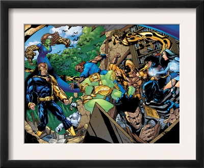Exiles #42 Group: Cyclops, Wolverine, Nightcrawler And Exiles by James Calafiore Pricing Limited Edition Print image