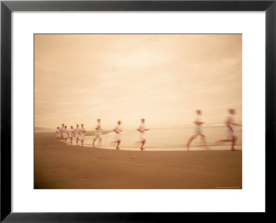 Group Of People In White Running On Beach by Brian Drake Pricing Limited Edition Print image