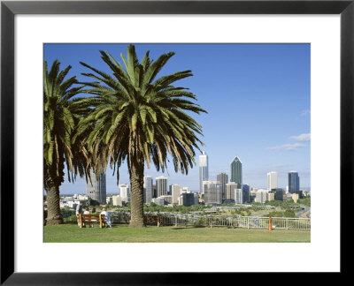 Palm Trees And City Skyline, Perth, Western Australia, Australia by Peter Scholey Pricing Limited Edition Print image