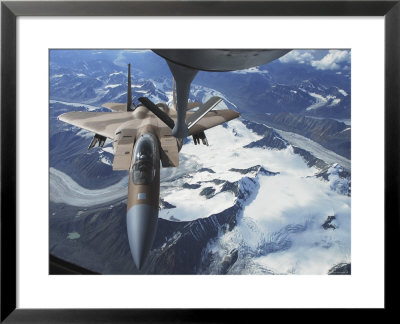 F-15C Eagle Aircraft From Behind A Kc-135R Stratostanker Over The Pacific Alaskan Range by Stocktrek Images Pricing Limited Edition Print image