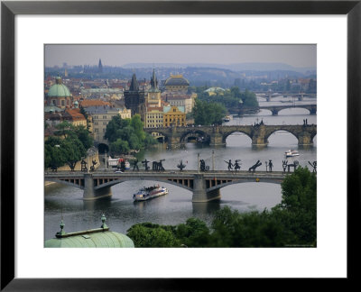 Manesuv Bridge With Modern Sculpture Over The Vltava River, Prague, Czech Republic, Europe by Gavin Hellier Pricing Limited Edition Print image