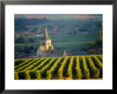 Vineyard And Church, Ville Dommange, Champagne, France by John Miller Pricing Limited Edition Print image