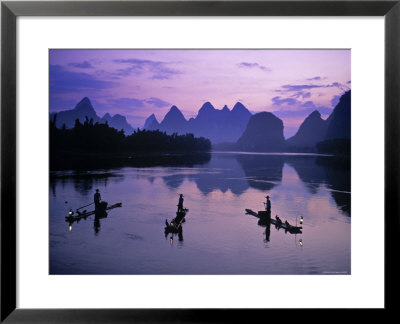 Cormorant Fishermen, Li River, Yangshuo, Guangxi, China by James Montgomery Pricing Limited Edition Print image