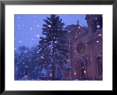 Snow Falls On A City Scene, Santa Fe, New Mexico, Usa by Ralph Lee Hopkins Pricing Limited Edition Print image
