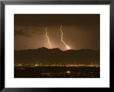 Lightning Bolt Strikes Out Of A Typical Monsoonal Lightning Storm, Tucson, Arizona by Mike Theiss Pricing Limited Edition Print image