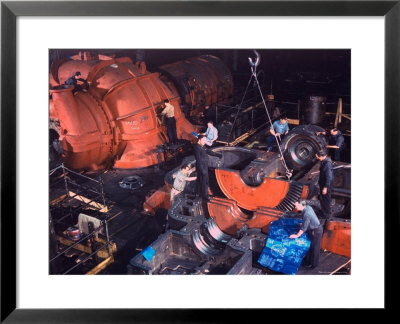 Men Working On Turbine Engine Parts For Us Mil. Use, In Machine Shop At General Electric Plant by Dmitri Kessel Pricing Limited Edition Print image