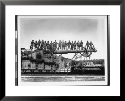 Men Of Us Army Easily Standing On Barrel Of Mammoth 274 Mm Railroad Gun During Wwii by Pat W. Kohl Pricing Limited Edition Print image