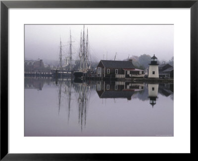 Scenic Harbor View With Masted Ships And Buildings Reflected In Placid Waters At Mystic Seaport by Alfred Eisenstaedt Pricing Limited Edition Print image
