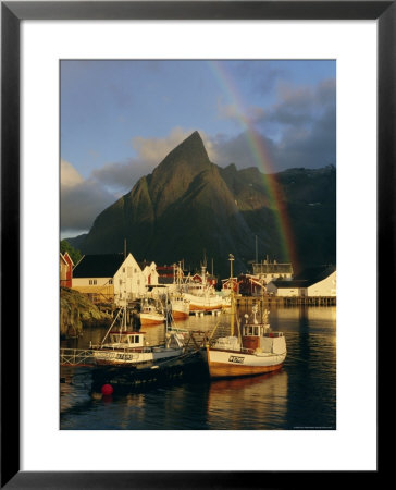 Rainbow Over Colourful Fishing Village Of Hamnoy, Moskenesoya, Lofoten Islands, Nordland, Norway by Gavin Hellier Pricing Limited Edition Print image