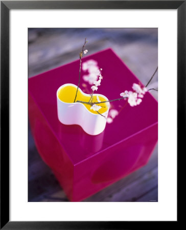 Cherry Blossom In A Vase Standing On A Pink Cube by David Loftus Pricing Limited Edition Print image