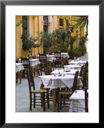 Cafe Tables, Hania, Hania Province, Crete, Greece by Walter Bibikow Pricing Limited Edition Print image