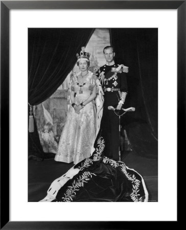 Queen Elizabeth Ii In Coronation Robes And Duke Of Edinburgh, England by Cecil Beaton Pricing Limited Edition Print image