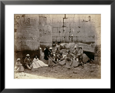 Group Photograph In The Hall Of Columns, Karnak, Thebes, 1862 by Francis Bedford Pricing Limited Edition Print image