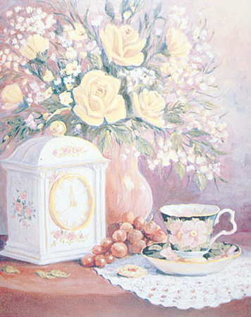 Teacup And Clock by M. Caroselli Pricing Limited Edition Print image