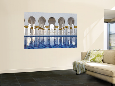 United Arab Emirates (Uae), Abu Dhabi, Sheikh Zayed Bin Sultan Al Nahyan Mosque, Gilded Columns by Gavin Hellier Pricing Limited Edition Print image