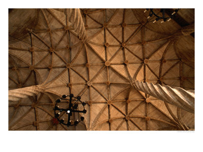 Ceiling Detail Of 15Th Century Lonja (Commodity And Silk Market), Valencia, Spain by Dennis Johnson Pricing Limited Edition Print image