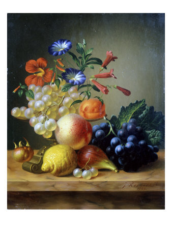 Grapes, A Lemon, A Fig And Other Fruit by Johannes Reekers Pricing Limited Edition Print image