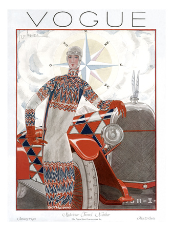 Vogue Cover - January 1925 by Georges Lepape Pricing Limited Edition Print image