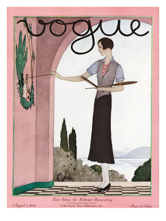 Vogue Cover - August 1929 by André E. Marty Pricing Limited Edition Print image