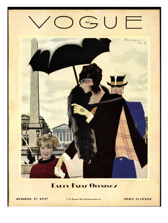 Vogue Cover - October 1927 by Pierre Mourgue Pricing Limited Edition Print image