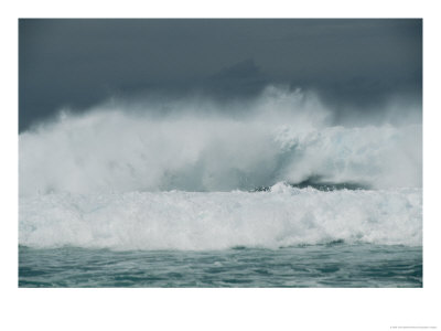 Violent Waves Breaking As They Approach A South Pacific Beach by Todd Gipstein Pricing Limited Edition Print image