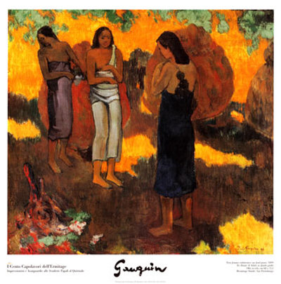 Three Tahitian Women On A Yellow Background by Paul Gauguin Pricing Limited Edition Print image