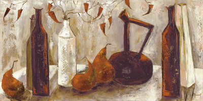 Bottles And Red Pears by Veronique Mansart Pricing Limited Edition Print image