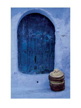 Stacked Hats And Blue Door, Morocco by Bruno Morandi Pricing Limited Edition Print image
