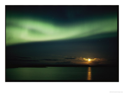 Auroral Curtain Over Water At Sunset by Norbert Rosing Pricing Limited Edition Print image