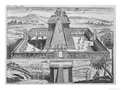 Mexican Priests Sacrifice Prisoners To Huitzilopochtli At The Great Temple Of Tenochtitlan by De Solis Pricing Limited Edition Print image