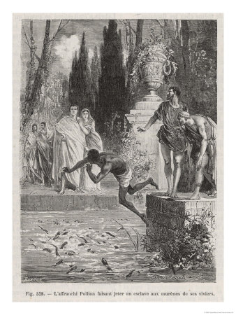 Vadius Pollion (Himself A Former Slave) Feeds His Eels On A Live Slave by Figuier Pricing Limited Edition Print image