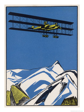Two-Engined Triplane Flies Over Mountains by Edward Shenton Pricing Limited Edition Print image