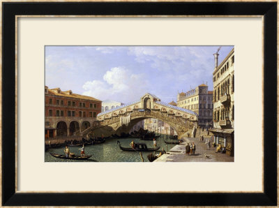 The Rialto Bridge Venice From The South With The Fondamenta Del Vin And The Fondaco Dei Tedeschi by Canaletto Pricing Limited Edition Print image