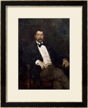 Portrait Of Italian Composer Giacomo Puccini (1858-1924), Seated Three-Quarter Length by Umberto Veruda Pricing Limited Edition Print image
