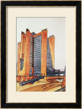 Study Design For A New Town, 1914 by Antonio Sant'elia Pricing Limited Edition Print image