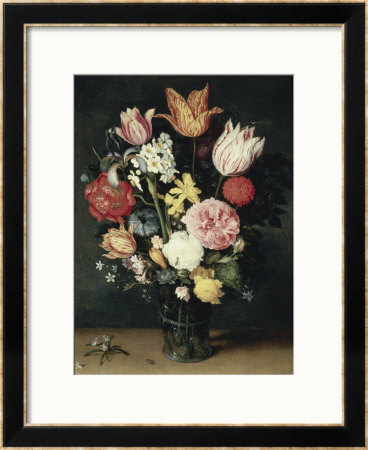 Tulips, Roses And Other Flowers In A Glass by Balthasar Van Der Ast Pricing Limited Edition Print image