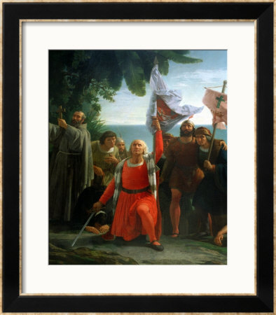 The First Disembarkation Of Christopher Columbus In America, Detail Of Christopher Columbus by Discoro Teofilo De La Puebla Pricing Limited Edition Print image