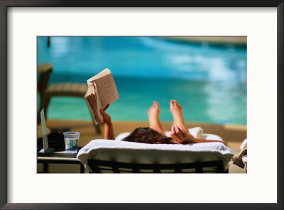 Woman Reading By Hotel Swimming Pool, Las Vegas, Nevada, Usa by Ray Laskowitz Pricing Limited Edition Print image