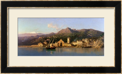 View Of Taormina, Sicily, With Mount Etna In The Background, 1868 by Alessandro La Volpe Pricing Limited Edition Print image