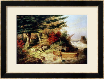 Indians Transporting Furs Through The Canadian Wilderness, 1858 by Cornelius Krieghoff Pricing Limited Edition Print image