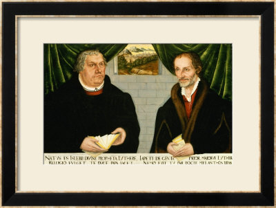Double Portrait Of Martin Luther (1483-1546) And Philip Melanchthon (1497-1560) by Lucas Cranach The Younger Pricing Limited Edition Print image