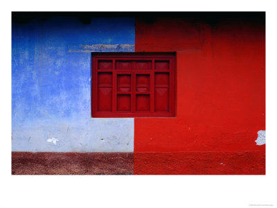 Painted Shutter On House Facade, San Cristobel De Las Casas, Mexico by Jeffrey Becom Pricing Limited Edition Print image