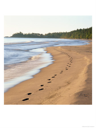 Beach With Footprints In The Sand, Lake Superior, Mi by Karl Neumann Pricing Limited Edition Print image