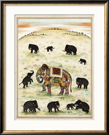 Indian Elephant Gathering by Ramesh Sharma Pricing Limited Edition Print image