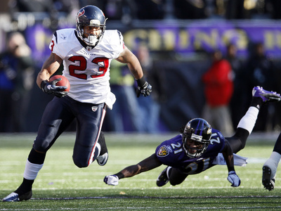 Baltimore Raven And Houston Texans: Lardarius Webb And Arian Foster by Patrick Semansky Pricing Limited Edition Print image